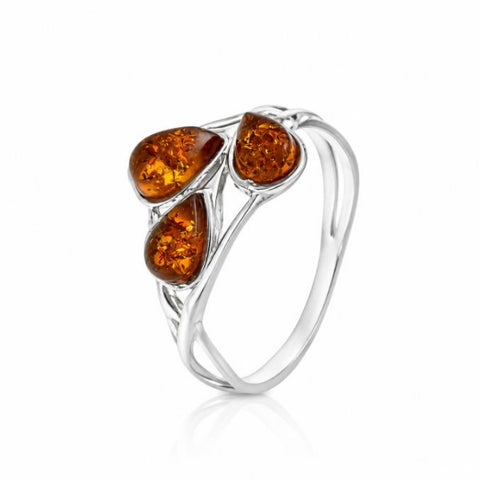 Zilveren ring met druppelvormige edelstenen - 925 zilver - 7 x 5 mm
