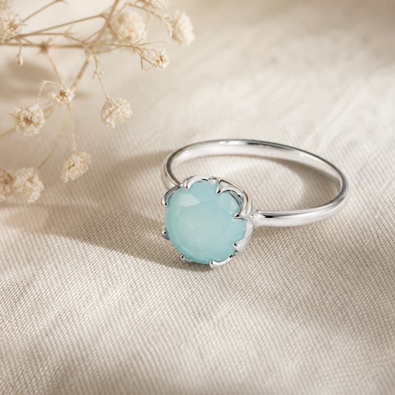 Zilveren ring met edelsteen - 925 zilver · Chalcedoon · sfeerbeeld · steen:chalcedoon