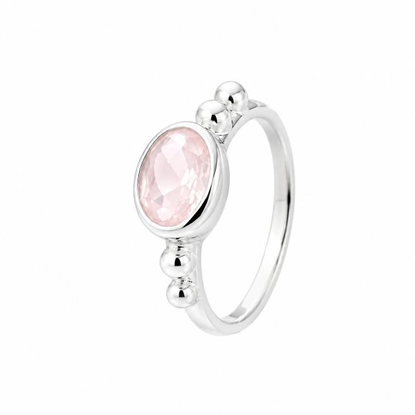 Zilveren ring met gefacetteerde edelsteen - 925 zilver - 8 x 6 mm