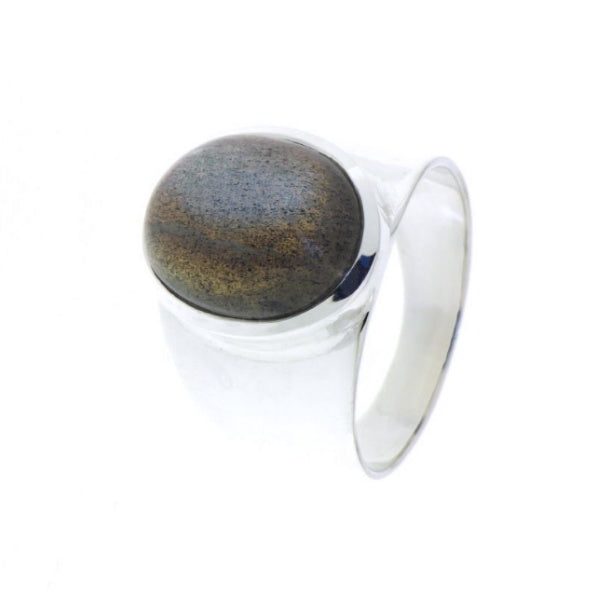 Zilveren ring met Labradoriet edelsteen · steen:labradoriet