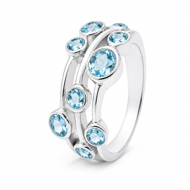 Zilveren ring met edelsteen, gefacetteerd - 925 zilver · None · detail · steen:None