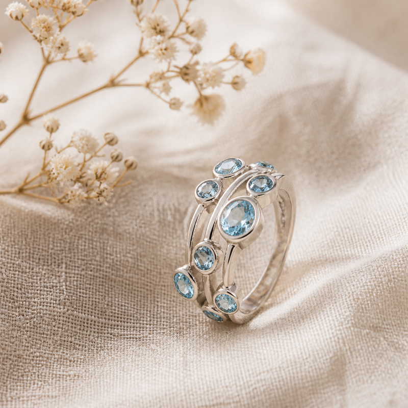 Zilveren ring met edelsteen, gefacetteerd - 925 zilver · None · sfeerbeeld · steen:None
