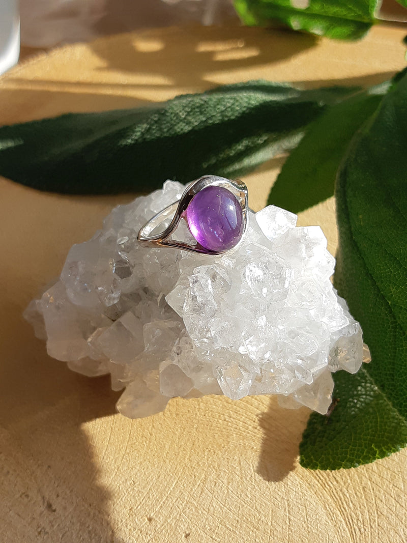 Zilveren ring met edelsteen - 925 zilver - 10 x 8 mm