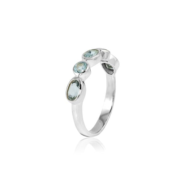 Zilveren ring met edelsteen, gefacetteerd - 925 zilver - 3 mm