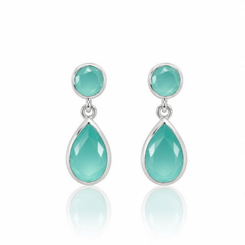 Zilveren sieraad met druppelvormig edelstenen - 925 zilver - 5 mm · Chalcedoon