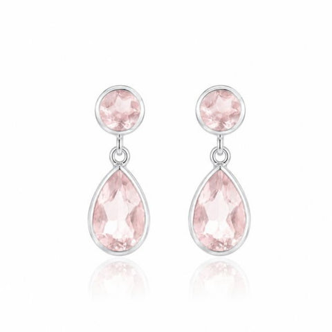 Zilveren sieraad met druppelvormig edelstenen - 925 zilver - 5 mm · Rozenkwarts