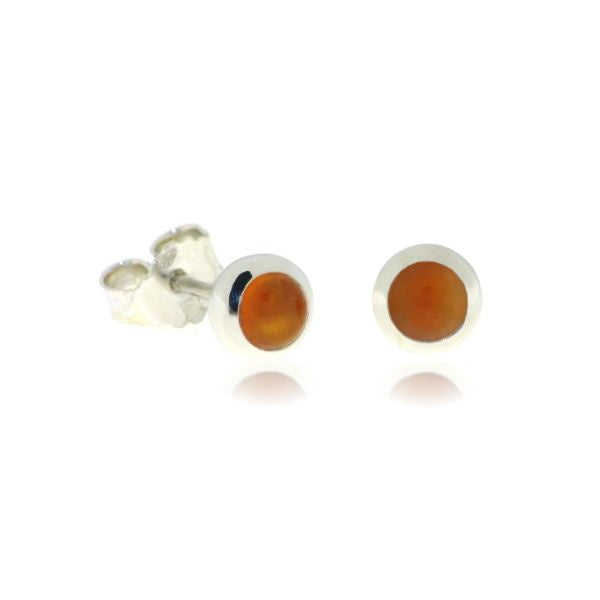 Zilveren oorknopjes met rond in kap gezette edelsteen - 925 zilver - 4 mm