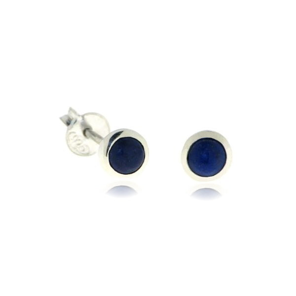 Zilveren oorknopjes met rond in kap gezette edelsteen - 925 zilver - 4 mm