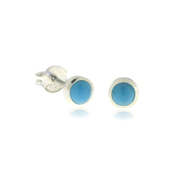 Zilveren oorknopjes met rond in kap gezette edelsteen - 925 zilver - 4 mm