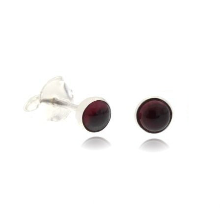 Zilveren oorknopjes met rond in kap gezette edelsteen - 925 zilver - 4 mm