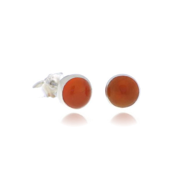 Zilveren oorknopjes met rond in kap gezette edelsteen - 925 zilver - 6 mm
