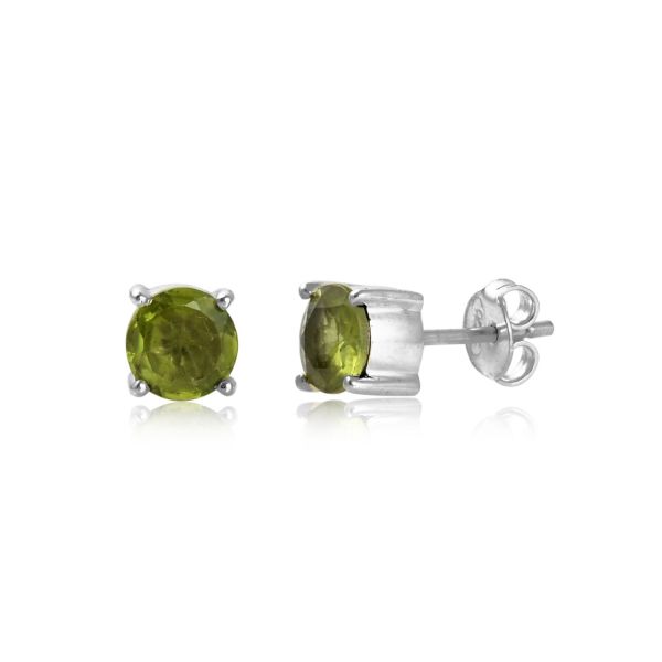 Zilveren oorknopjes met rond gefacetteerde in klauwzetting gezette edelsteen - 925 zilver - 6 mm