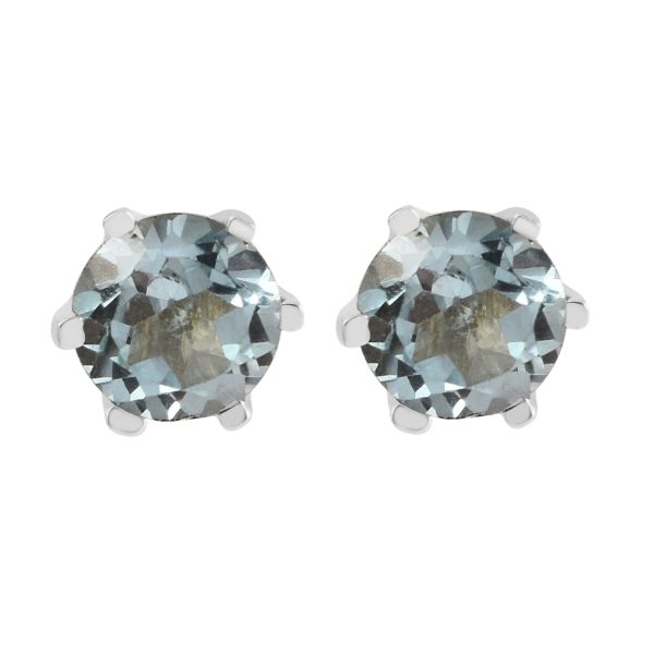 Zilveren oorknopjes met rond gefacetteerd in klauw gezette edelsteen - 925 zilver - 6 mm