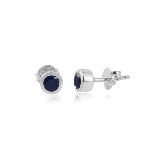 Zilveren oorknopjes met rond glad in kap gezette edelsteen, gefacetteerd - 925 zilver - 3 mm