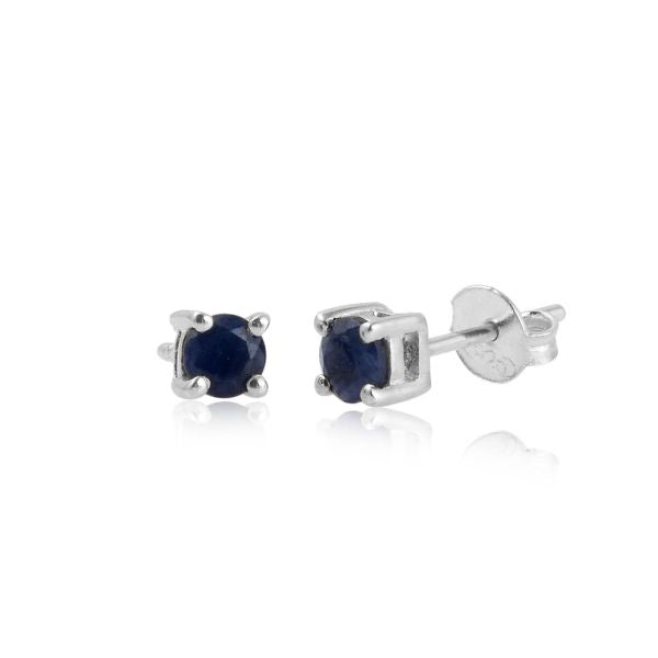 Zilveren oorknopjes met rond gefacetteerd in klauwzetting gezette edelsteen - 925 zilver - 3 mm