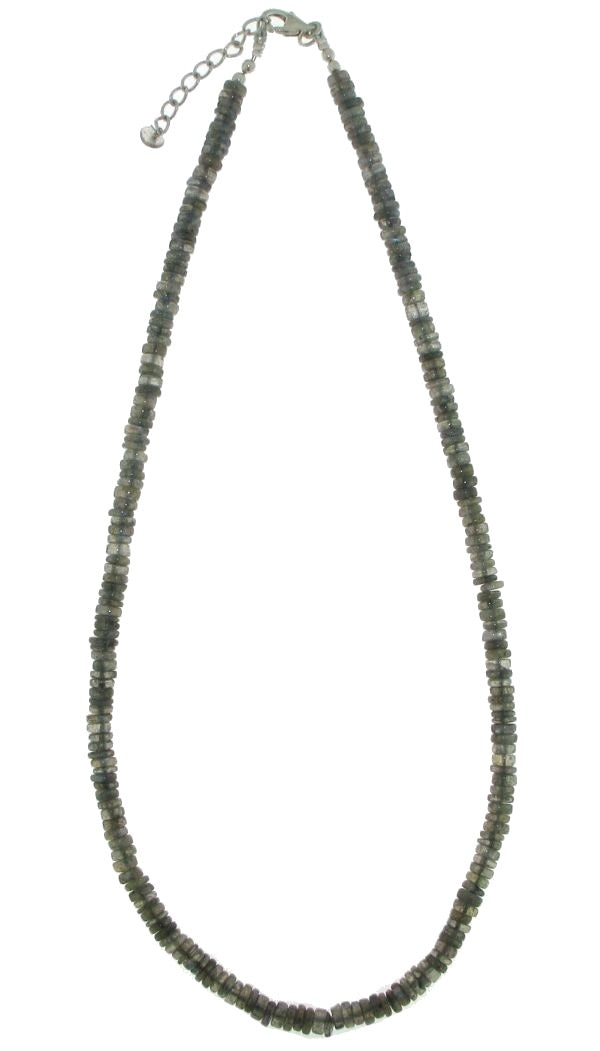Zilveren collier met Labradoriet edelstenen · steen:labradoriet