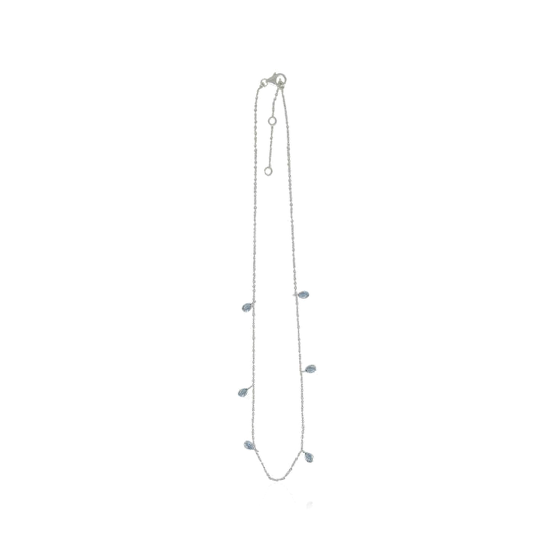 Zilveren collier met Blauwe Topaas edelsteen · steen:blauwe-topaas