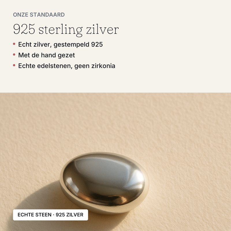 925 sterling zilver, onze standaard · steen:all