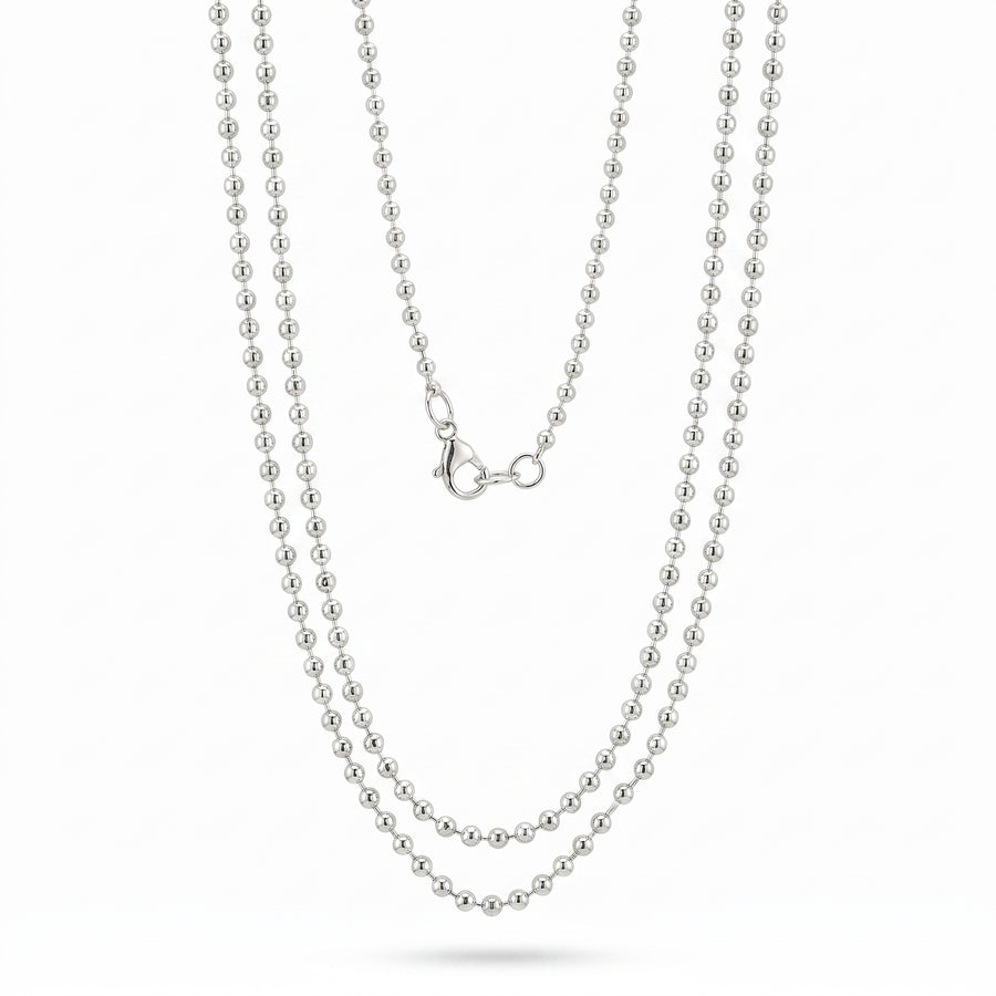 Zilveren balletjes ketting dikte 1,6 mm · hangend