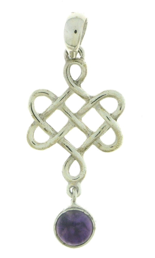 Zilveren oneindige knoop hanger met Amethist edelsteen