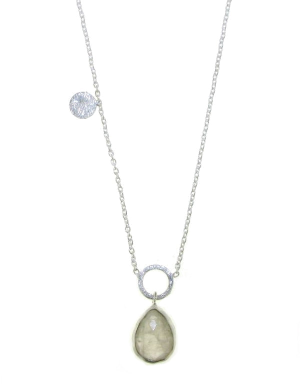 Zilveren collier met edelsteen - 925 zilver - 41 cm