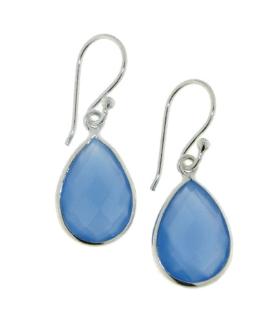 Zilveren oorhangers met Blauwe Chalcedoon edelstenen