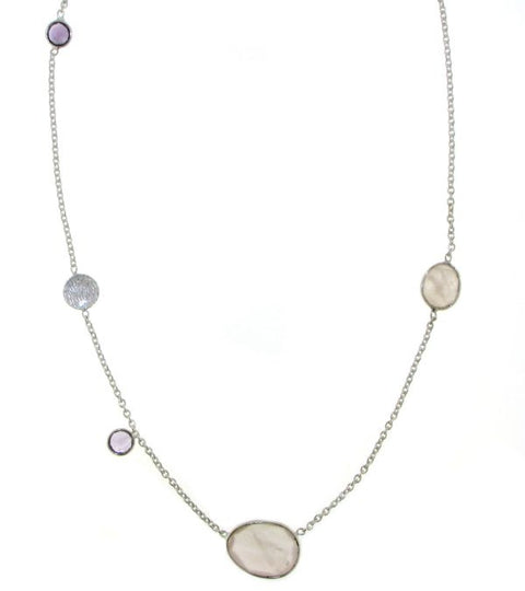 Zilveren collier met edelsteen - 925 zilver - 16 x 12 mm