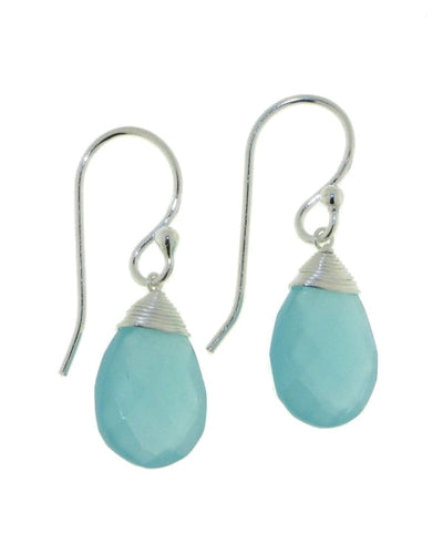 Zilveren oorhangers met Blauwe Chalcedoon edelstenen