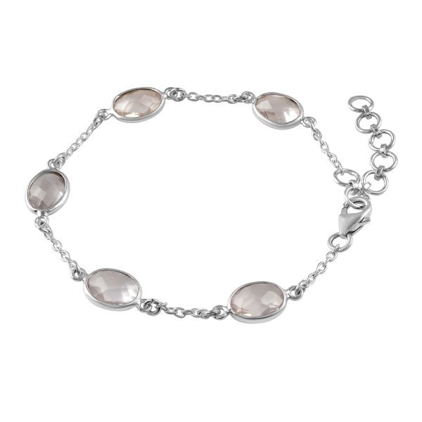 Zilveren armband met ovaal gefacetteerd in kap gezette edelsteen - 925 zilver