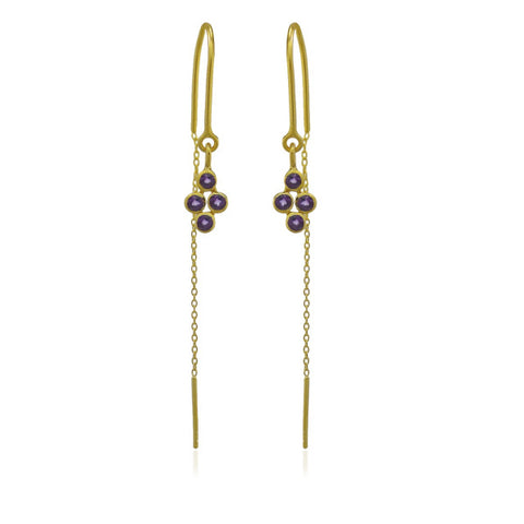Oorhangers met edelsteen, gefacetteerd - goldplated zilver - 3 mm