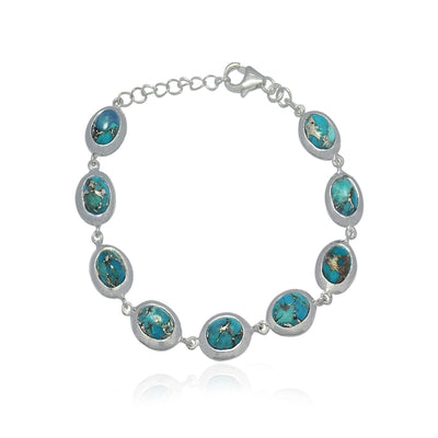 Zilveren armband met Koper Turquoise edelstenen