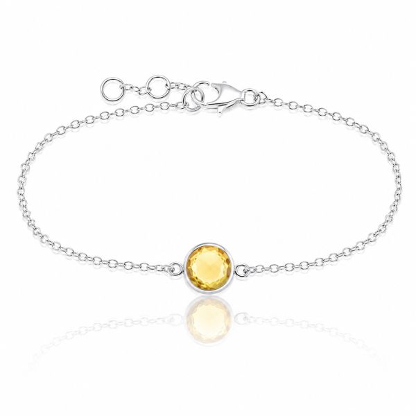 Zilveren armband met rond facet gezette edelsteen - 925 zilver