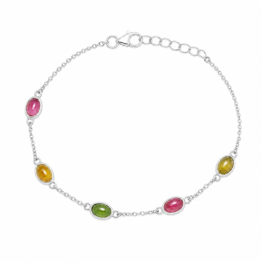 Zilveren armband met edelsteen - 925 zilver - 6 x 4 mm · None · productfoto · steen:None