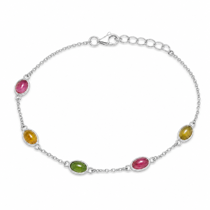 Zilveren armband met edelsteen - 925 zilver - 6 x 4 mm · None · detail · steen:None