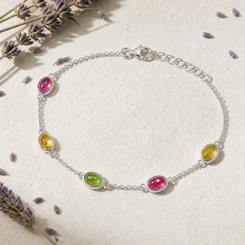 Zilveren armband met edelsteen - 925 zilver - 6 x 4 mm · None · sfeerbeeld · steen:None