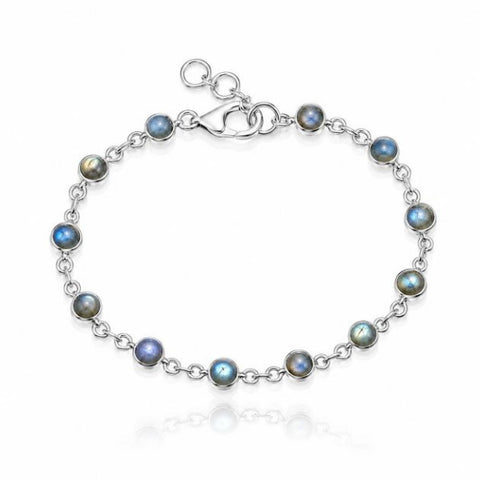 Zilveren armband met rond geslepen edelstenen - 925 zilver - 5 mm · Labradoriet