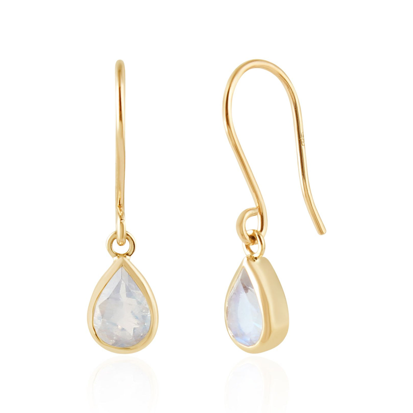 Gouden oorhangers met Regenboog Maansteen edelstenen