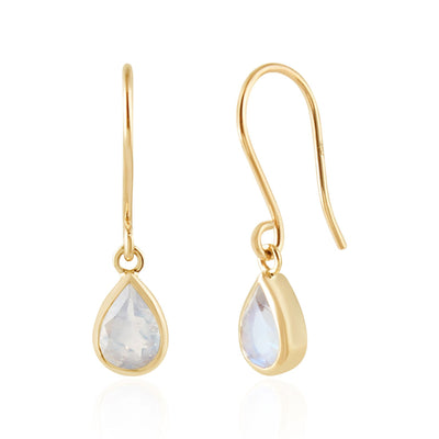 Gouden oorhangers met Regenboog Maansteen edelstenen