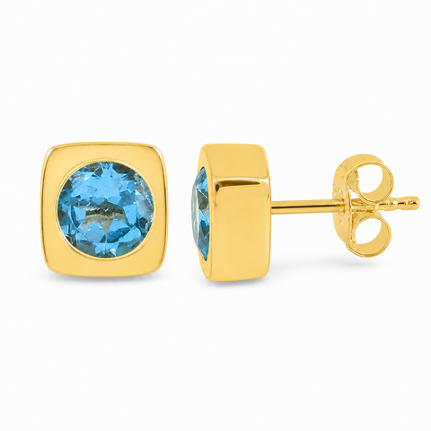 Oorstekers met edelsteen, gefacetteerd - goldplated zilver - 4 mm