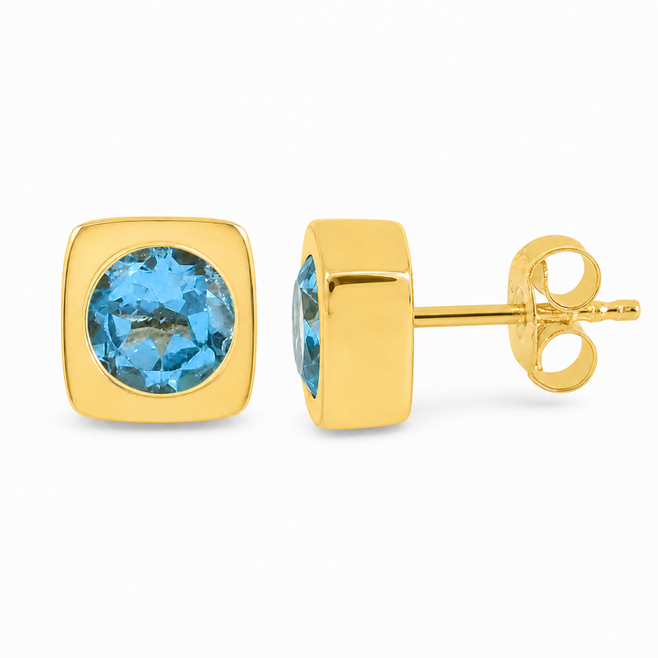 Oorstekers met edelsteen, gefacetteerd - goldplated zilver - 4 mm · None · productfoto · steen:None