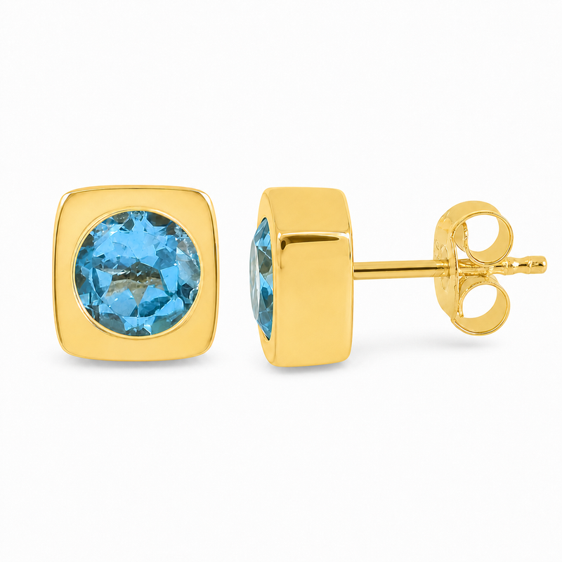 Oorstekers met edelsteen, gefacetteerd - goldplated zilver - 4 mm · None · productfoto · steen:None