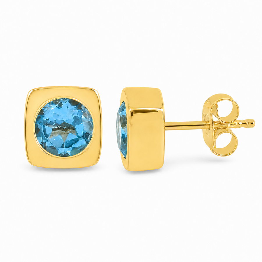 Oorstekers met edelsteen, gefacetteerd - goldplated zilver - 4 mm · None · productfoto · steen:None