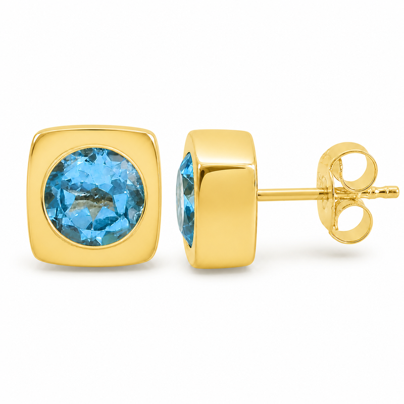 Oorstekers met edelsteen, gefacetteerd - goldplated zilver - 4 mm · None · detail · steen:None