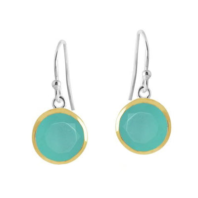 Geel goud vergulde oorhangers met Chalcedoon aqua edelstenen