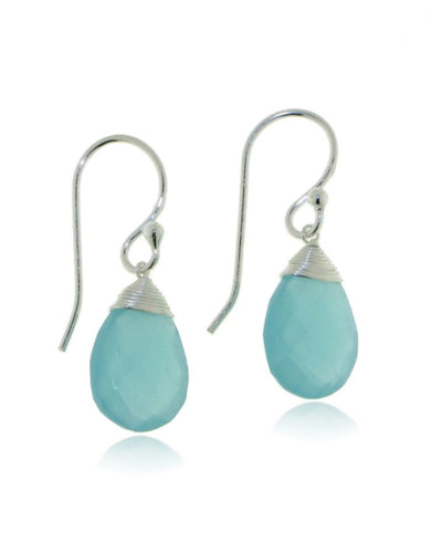 Zilveren oorhangers met Blauwe Chalcedoon edelstenen