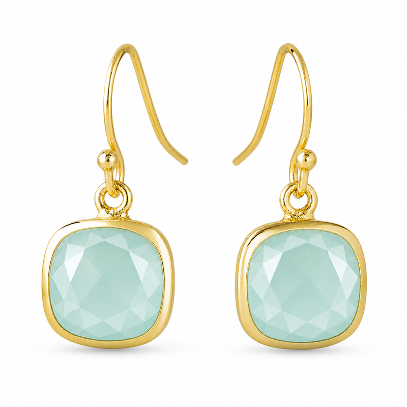 Oorhangers met edelsteen, gefacetteerd - goldplated zilver - 27 x 12 mm · None · detail · steen:None