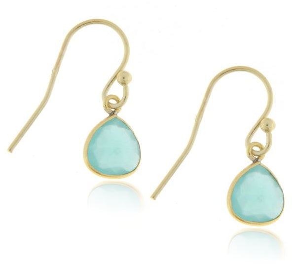 Geel goud vergulde oorhangers met Chalcedoon edelstenen