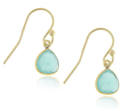 Geel goud vergulde oorhangers met Chalcedoon edelstenen