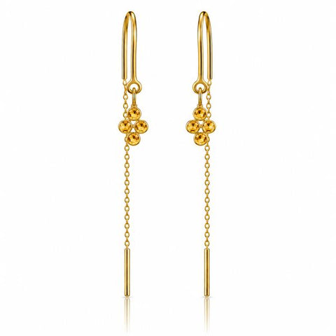 Goldplated doortrek oorhangers met gefacetteerde edelstenen - goldplated zilver - 3 mm · Citrien