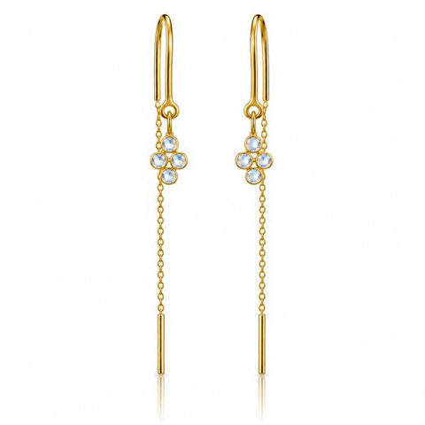 Goldplated doortrek oorhangers met gefacetteerde edelstenen - goldplated zilver - 3 mm · Regenboog Maansteen
